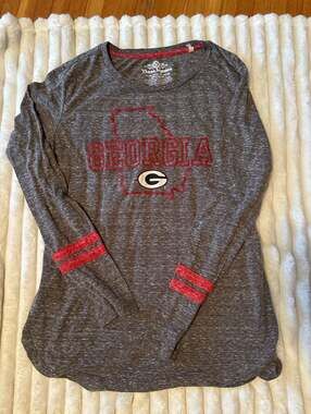 Three Square University of Georgia Bulldogs Long Sleeve Shirt Size XL Heather Gr